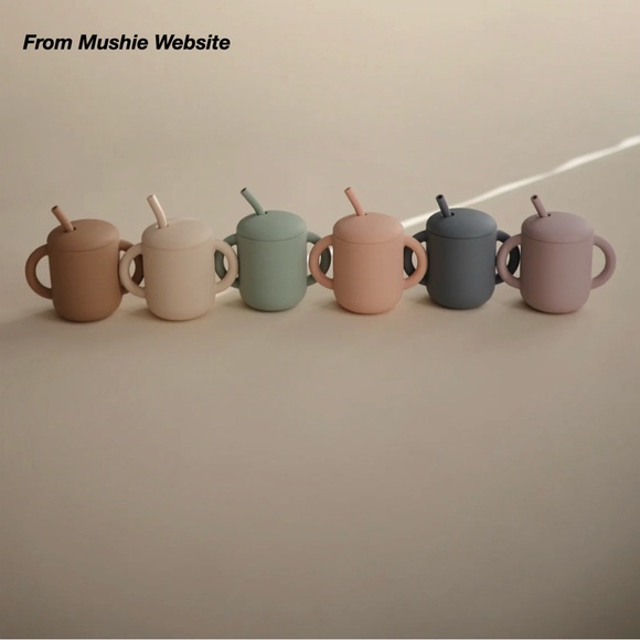 GUC: 3 MUSHIE SILICONE TRAINING CUPS IN LILAC, NATURAL AND TRADEWINDS BLUE (O/S) - Picture 2 of 13